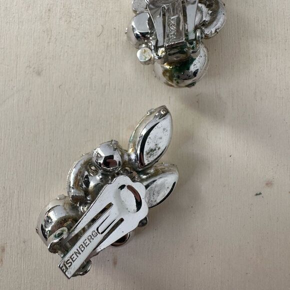 Vintage Eisenberg Clear Rhinestone Glam Brooch And Earring Set - Picture 7 of 10